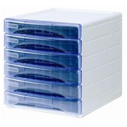 Arda Cassettiere Cassettiera Olivia azzurro trasparente –  – 6 cassetti piccoli  frontalino chiuso- 310x400x325 mm