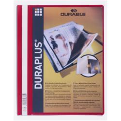 Durable Cartelle e Cartelline Cartellina ad aghi Duraplus  PVC  formato A4 con copertina  a busta trasparente per personalizzazioni  colore rosso (conf.25)