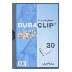 Durable Cartelle e Cartelline Cartellina Duraclip dorso 3 mm  PVC  capacità 60 fogli A4  clip in acciaio con garanzia 5 anni  col grigio antracite (conf.25)