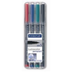 Staedtler Penne punta in fibra Penne Lumocolor Permanent 4 colori assortiti 0.4 mm superfini  adatti a qualsiasi superficie dry safe inchiostro permanente