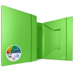 Plastibor Cartelle e Cartelline cartella 3 lembi in ppl opaco verde chiaro – elastico tondo in tinta – dorso 20 mm