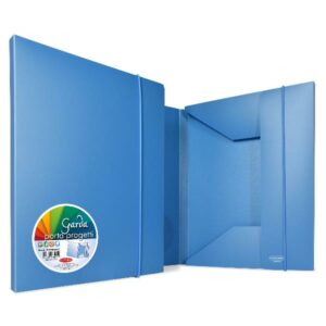 Plastibor Cartelle e Cartelline cartella 3 lembi in ppl opaco azzurro scuro – elastico tondo in tinta – dorso 20 mm