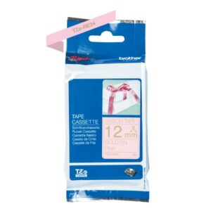 Brother NASTRI PER ETICHETTATORI NASTRO IN TESSUTO DA 12 MM ORO SU ROSA (4M)