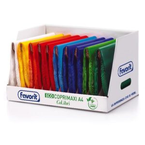 Favorit Copriquaderni ESPOSITORE DA BANCO 300 COPRIMAXI COLIBRI 180 MICRON COLORI ASSORTITI