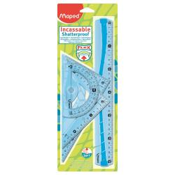 Maped Righe SET 4 PZ CON RIGA CM30 GONIOMETRO 180°  2 SQUADRE CM 21 INFRANGIBILE