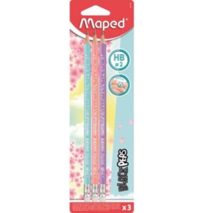 Maped Matite scuola BLS 3 MATITE GRAFITE CON GOMMA – COL PASTEL HB