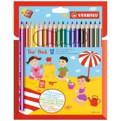 Stabilo Pastelli Stabilo trio maxi scatola cartone 18 colori e temperamatite  matite con fusto triangolare grosso intensa applicazione di colore (conf.18 pz)