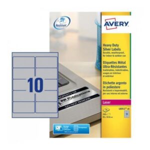 Avery Etichette Altri Formati ETICHETTE IN POLIESTERE ARGENTO 20F