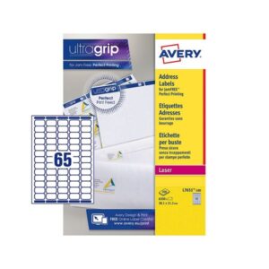 Avery Etichette Indirizzi / Pacchi ETICHETTE PER MINI INDIRIZZI  38 1X21 2- ETICHETTE X FOGLIO N 65  (100FF.)  LASER (L LC I) (CONF.DA 6500 ETICHETTE)