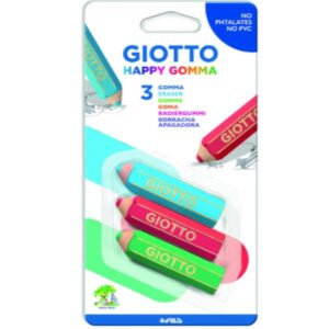Giotto Pastelli Espositore 40 gomme   HAPPY la nuova gomma a forma di matita colorata  6 5 X 1 5 cm.