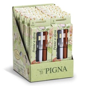 Pigna Penne a Sfera BLISTER 3 PENNE FLOWERS (inchiostro nero  rosso e blu)  (12 pz)