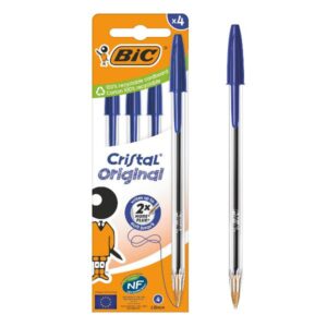 Bic Penne a Sfera BIC CRISTAL ORIGINAL 1mm Astuccio 4pz  Blu