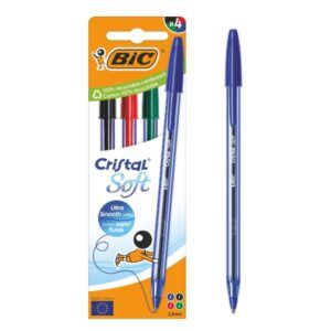 Bic Penne a Sfera BIC CRISTAL SOFT 1.2mm Astuccio 4pz  Assortito