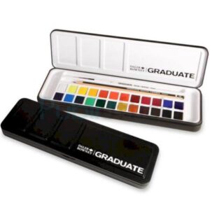Daler Rowney Marcatori Scatola in plastica GRADUATE WATERCOLOUR 24 demi godet + pennello + matita HB