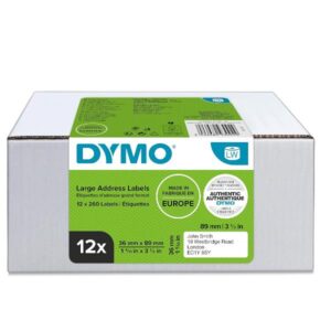 Dymo Etichette Altri Formati Etichette DYMO LW   Indirizzi Estesi 36x89mm –  Bianco  VALUE PACK (12 rotoli) – 260 etichette x 1 rotolo