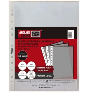 Molho Leone Buste in Plastica CF50 BUSTE FORATURA UNIVERSALE LISCE 130 MICRON 22X30 CM
