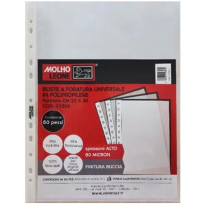 Molho Leone Buste in Plastica CF50 BUSTE FORATURA UNIVERSALE 80 MICRON 22X30 CM FINITURE BUCCIA     D ARANCIA