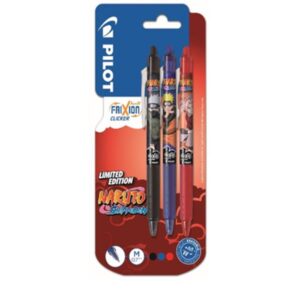 Pilot Penne a sfera scuola BLISTER 3 FRIXION CLICKER 07 NARUTO BLU NERO ROSSO