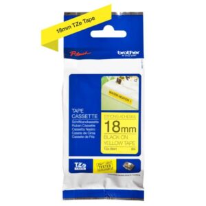 Brother NASTRI PER ETICHETTATORI NASTRO TIPO TZ 18 MM NERO – GIALLO ADESIVO RESISTENTE                 LUNGHEZZA 8 METRI