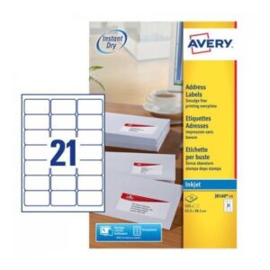 Avery Etichette Indirizzi / Pacchi ETICHETTE PER INDIRIZZI 63 5X38 1 – ETICHETTE X FOGLIO N.21  (25FF.)