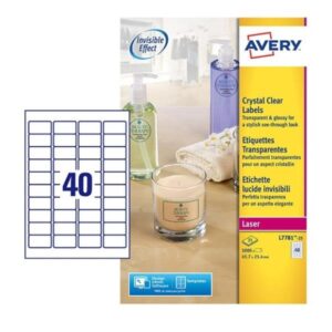 Avery Etichette Indirizzi / Pacchi Etichette lucide invisibili – stampanti Laser – 45 7×25 4 mm – 25 fogli