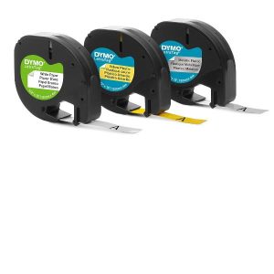 Dymo NASTRI PER ETICHETTATORI NASTRI  DYMO LT 12MMX4MT – STARTER KIT  3 NASTRI – NERO SU ARGENTO/BIANCO/GIALLO