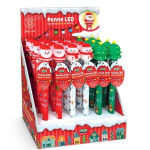 Lebez Penne a Sfera ESPOSITORI DA BANCO 24 PENNE LED CON LUCE MULTICOLORE LAMPEGGIANTE IN 3 SOGGETTI ASSORTITI