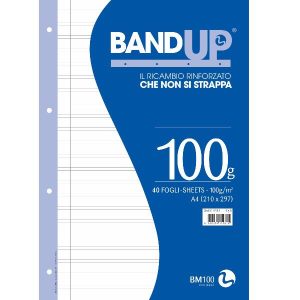 Be More Ricambi per quaderni ad anelli RICAMBI RINFORZATI BAND UP A4 100GR RIGATURA B FG 40