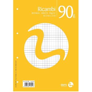 Be More Ricambi per quaderni ad anelli RICAMBI NON RINFORZATI A4 90GR RIGATURA 5 MM 40 FG