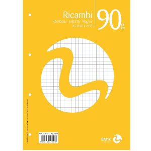 Be More Ricambi per quaderni ad anelli RICAMBI NON RINFORZATI A4 90GR RIGATURA Q 40 FG