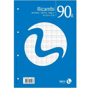 Be More Ricambi per quaderni ad anelli RICAMBI NON RINFORZATI A4 90GR RIGATURA 4 MM 40 FG