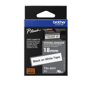 Brother NASTRI PER ETICHETTATORI NASTRO TIPO TZ 18 MM NERO – BIANCO ADESIVO RESISTENTE                 LUNGHEZZA 8 METRI
