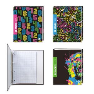 Be More Quaderni ad anelli CF 5 RACCOGLITORI ANELLI FLUO A4 DIAMETRO 30MM COVER CARTONATA PESANTE PLASTIFICAZIONE LUCIDA