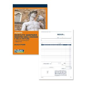 Data Ufficio Sanità CF5 BLOCCHI RICEVUTE SANITARIE REGISTRO DEGLI ONORARI E DELLE FATTURE BLOCCO DI 50/50 COPIE AUTORICALCANTI NUMERATE  21.5X14.8 CM