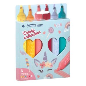 Tratto Evidenziatori CF6 ASTUCCIO APPENDIBILE TRATTO VIDEO CANDY COLLECTION COLORI ASSORTITI