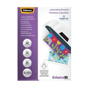Fellowes Accessori per plastificatrici CF25ENHANCE80 POUCHES LUCIDE A4