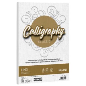 Cartotecnica Favini Cartoncini generici con busta e biglietti CF50FF LINO 120GR A4 BIANCO