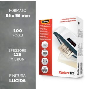 Fellowes Accessori per plastificatrici POUCHES POLIES.65X95 SPESS.125 MY PZ.100