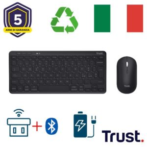 Trust Kit Tastiera e Mouse LYRA WL KEYBOARD   MOUSE IT Black
