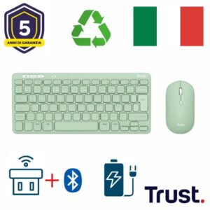 Trust Kit Tastiera e Mouse LYRA WL KEYBOARD   MOUSE IT Green
